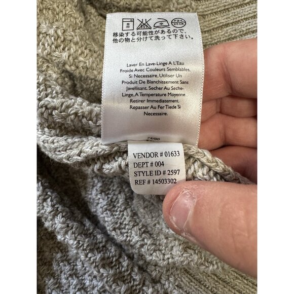 Eddie Bauer Cream Cable Knit Button Fisherman Sweater Men Size Large Cotton City - Picture 13 of 14